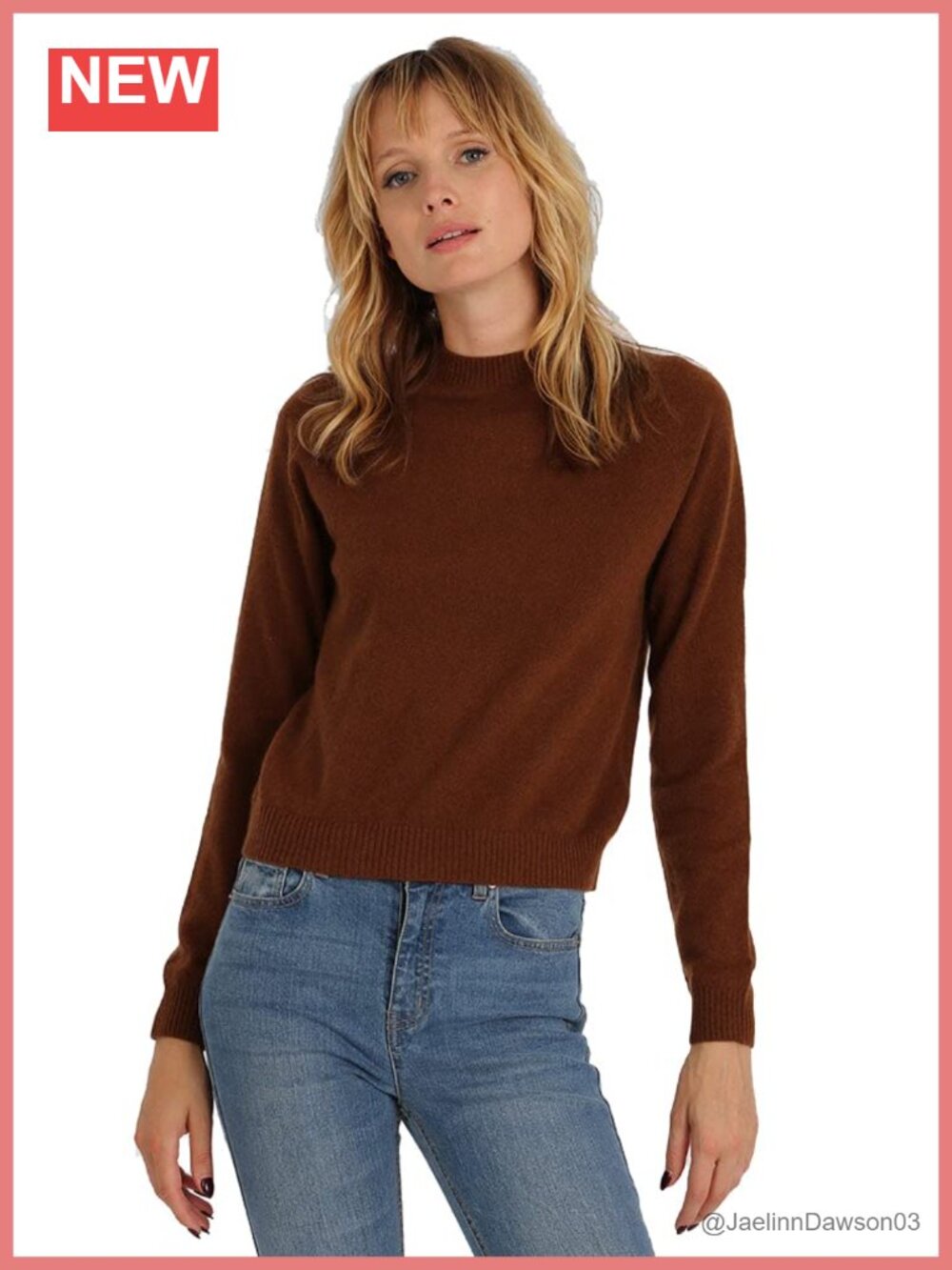 Minnie Rose Cashmere Sweater Long Sleeve Crew Neck Slim Fit Fall Pullover